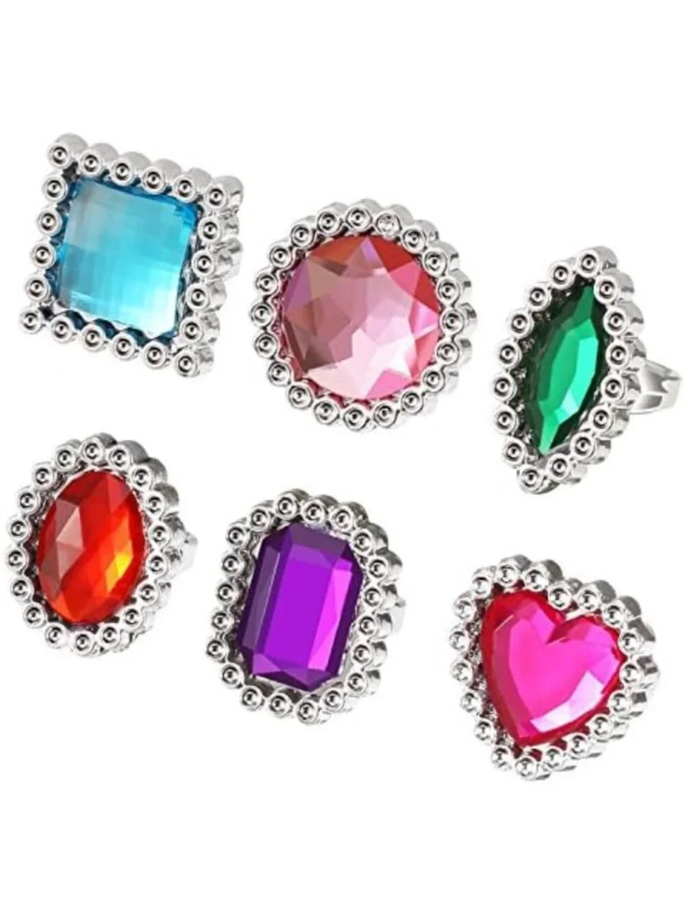 Colorful 72 Pcs Plastic Rings Set for Kids - Fun Costume Jewelry Accessories